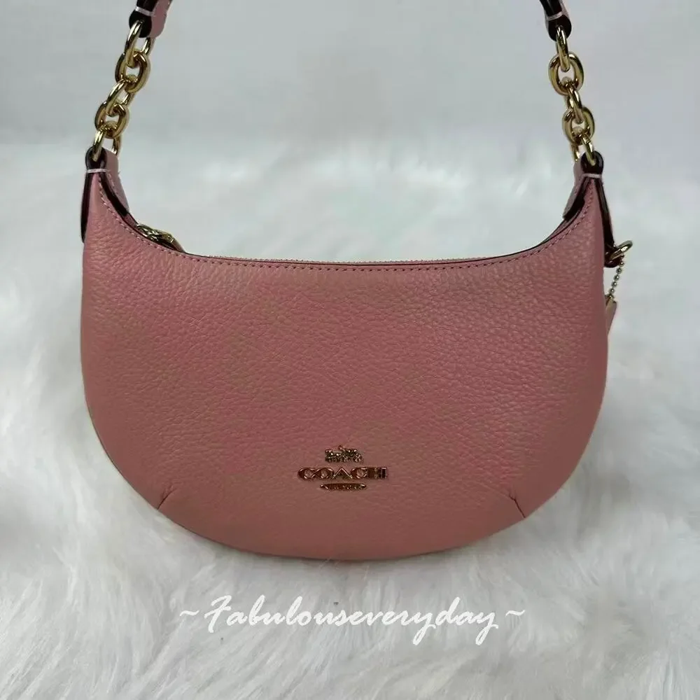 Coach Mini Payton Bag In Pebbled Leather/Gold/Pink Petal CEL08 NWT